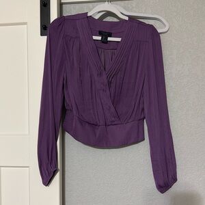 Rachel Zoe “silk” crop long sleeved wrap shirt